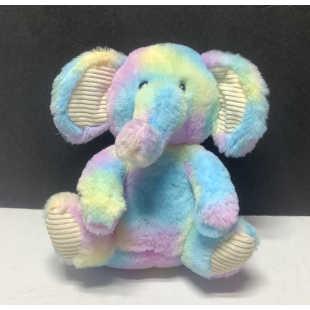 Walmart Spark Create Imagine Elephant Plush Rainbow Tie Dye Rattle Crinkle 10"